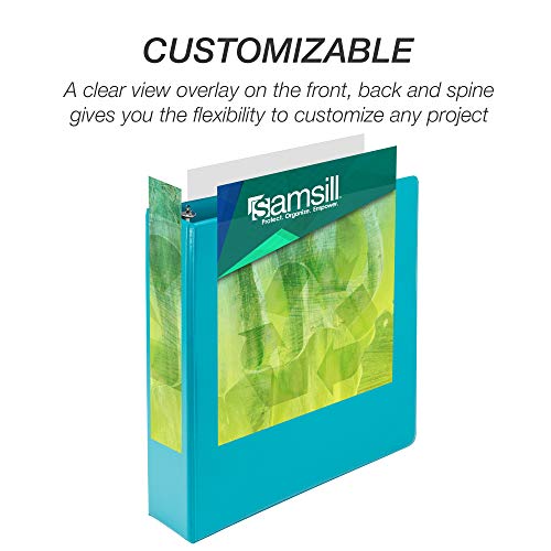 Samsill Earth’s Choice Biobased Durable 3 Ring Binders, Fashion Clear View 2 Inch Binders, Up to 25% Plant Based Plastic, Assorted 4 Pack (MP48669)