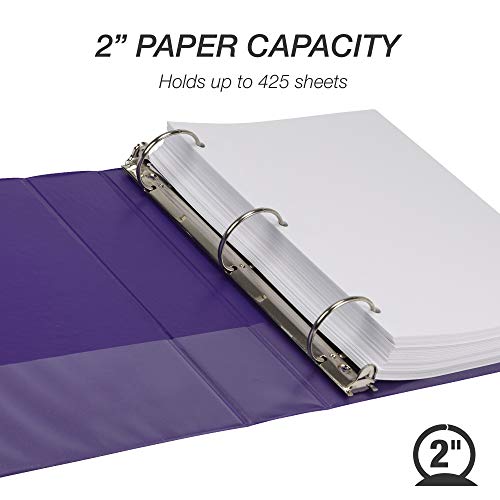 Samsill Earth’s Choice Biobased Durable 3 Ring Binders, Fashion Clear View 2 Inch Binders, Up to 25% Plant Based Plastic, Assorted 4 Pack (MP48669)