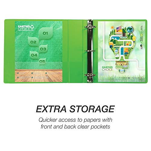 Samsill Earth’s Choice Biobased Durable 3 Ring Binders, Fashion Clear View 2 Inch Binders, Up to 25% Plant Based Plastic, Assorted 4 Pack (MP48669)