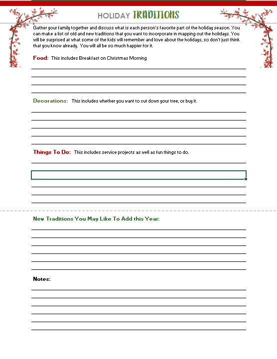 Digital Holiday Planner Spreadsheets