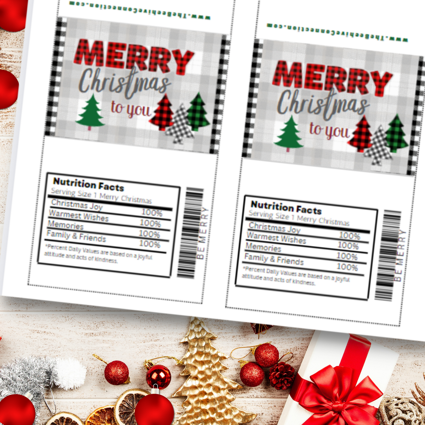 Christmas Candy Bar and Water Bottle Templates - Buffalo Plaid