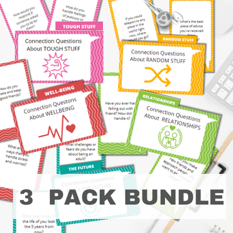 Image of 3 Pack Bundle Connection Questions - Printable Conversation Starters for Families, Teens and Couples