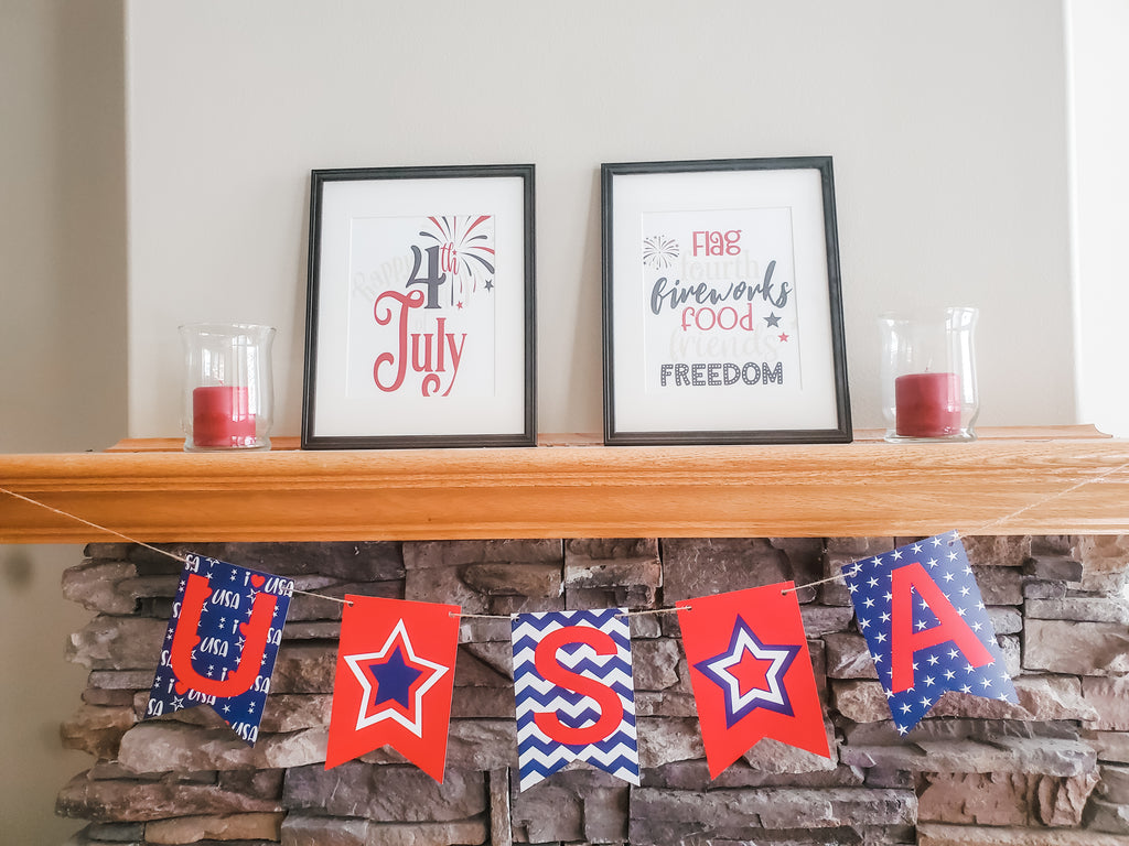 4th of July USA Banner and Typography Art