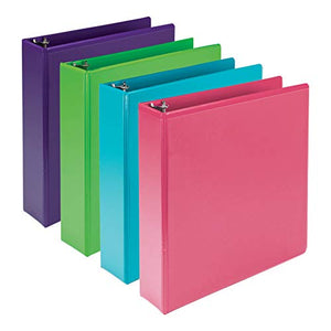 Samsill Earth’s Choice Biobased Durable 3 Ring Binders, Fashion Clear View 2 Inch Binders, Up to 25% Plant Based Plastic, Assorted 4 Pack (MP48669)