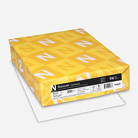 Neenah Cardstock, 8.5" x 11", 90 lb/163 gsm, White, 94 Brightness, 300 Sheets (91437)