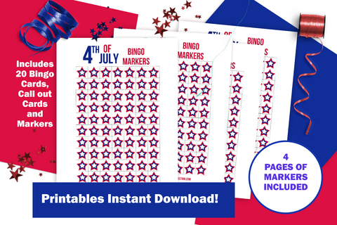 4th of July Bingo Game Printable for Instant Download
