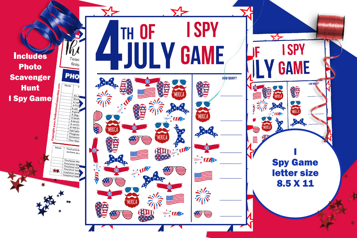 4th of July Games Printable for Instant Download - I Spy and Photo Scavenger Hunt