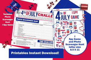 4th of July Games Printable for Instant Download - I Spy and Photo Scavenger Hunt