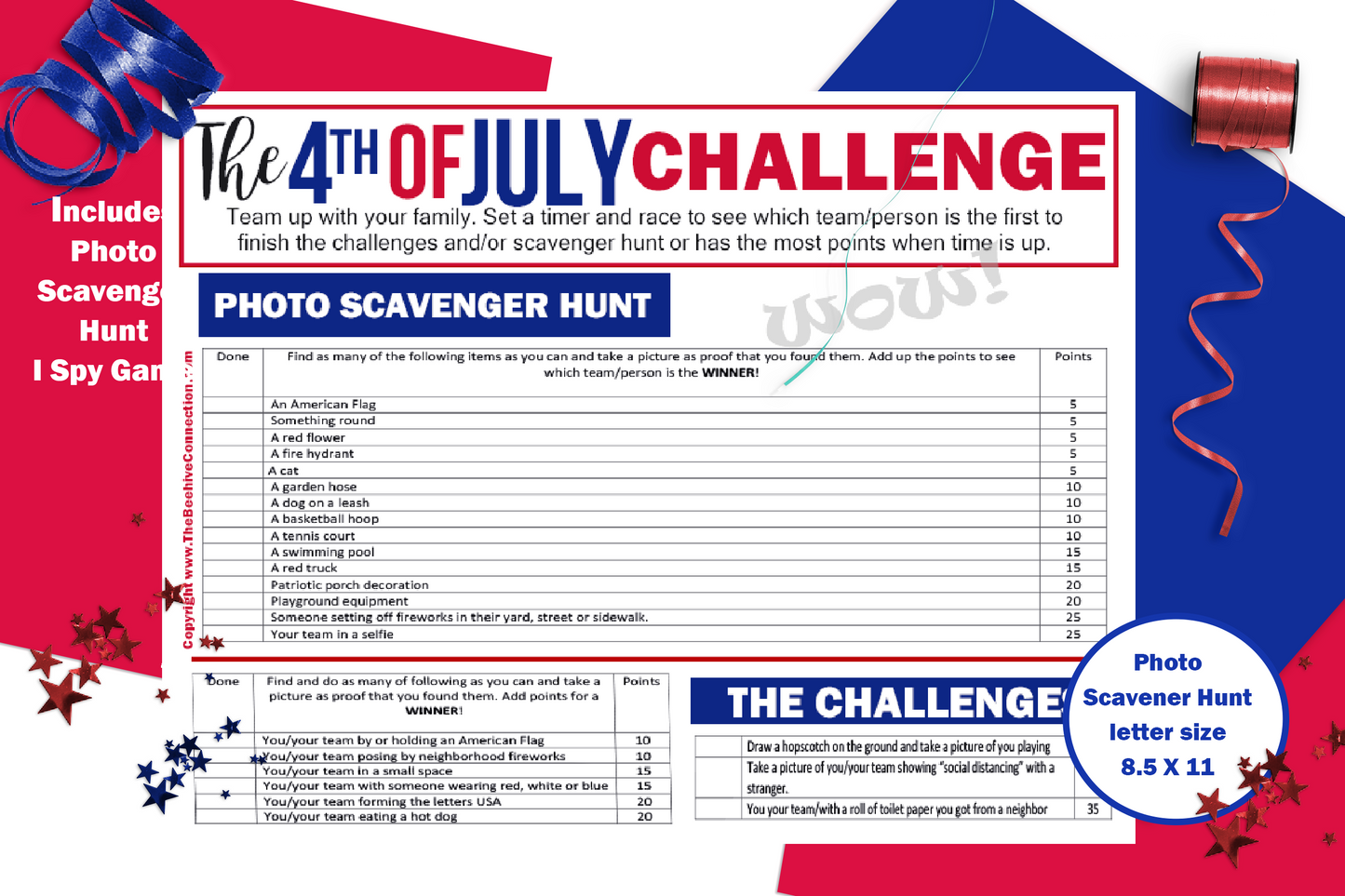 4th of July Games Printable for Instant Download - I Spy and Photo Scavenger Hunt