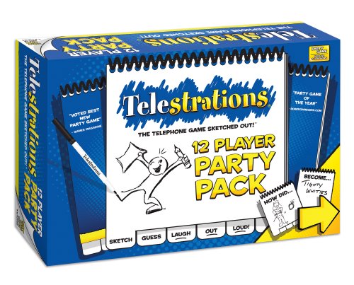 USAOPOLY Telestrations Party Pack 12 Player Party Game | #1 Party Game for All Ages | Play with Your Friends and Family | The Fun Game Telestrations with 600 New Phrases to Sketch