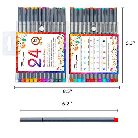 Image of iBayam Fineliner Pens, 24 Bright Colors Fine Point Pens Colored Pens for Journaling Note Taking Writing Drawing Coloring Planner Calendar, Office School Teacher Classroom Fine Tip Marker Pens Supplies