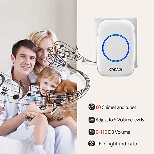 Wireless Doorbell, Plug-in Receiver, 1000 Ft Operating Range (1 Button + 2 Receivers, White)