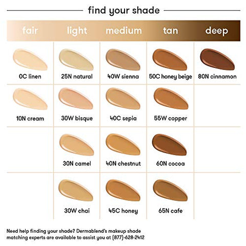 Image of Dermablend Smooth Liquid Camo Medium to High Coverage Foundation Makeup with SPF 25, 30N Camel, 1 fl. oz.