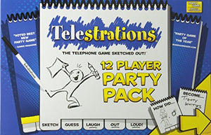 USAOPOLY Telestrations Party Pack 12 Player Party Game | #1 Party Game for All Ages | Play with Your Friends and Family | The Fun Game Telestrations with 600 New Phrases to Sketch