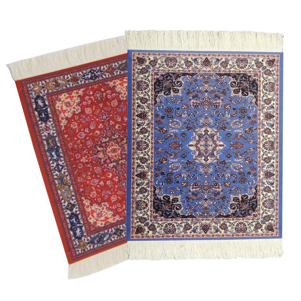 kotoyas Rug Mouse Pad, 2 Pack Woven Rug Bohemian Style Carpet Mouse Pad for Table Décor