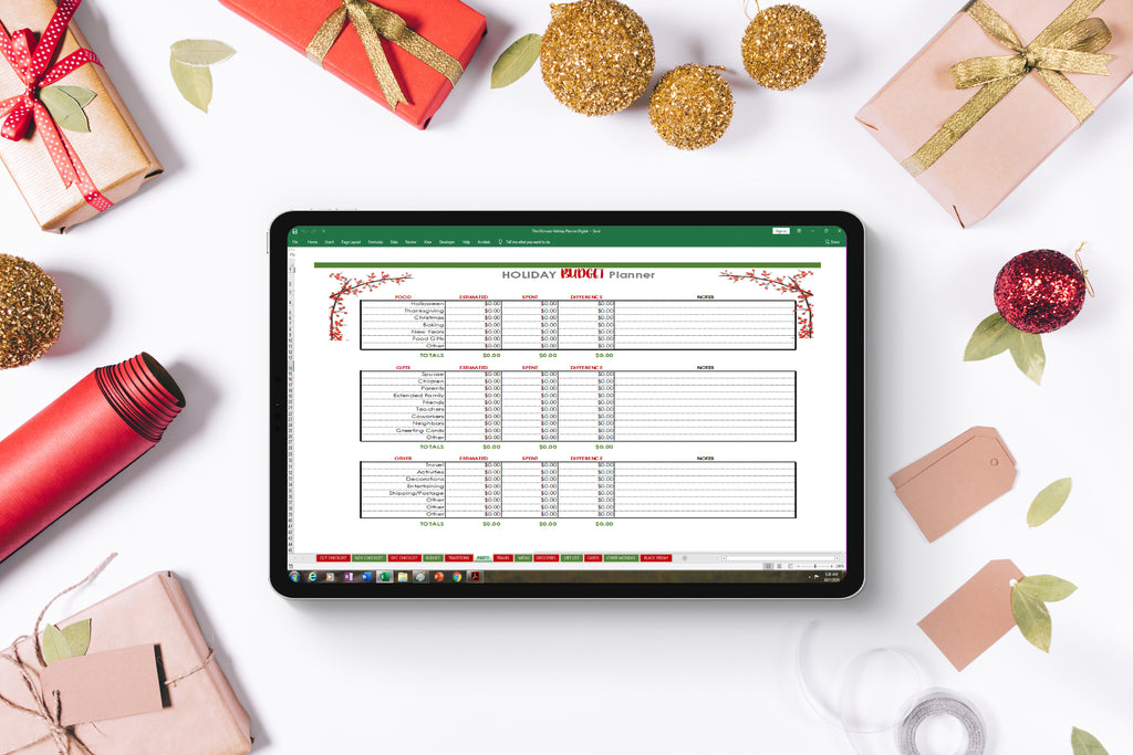 Digital Holiday Planner Spreadsheets