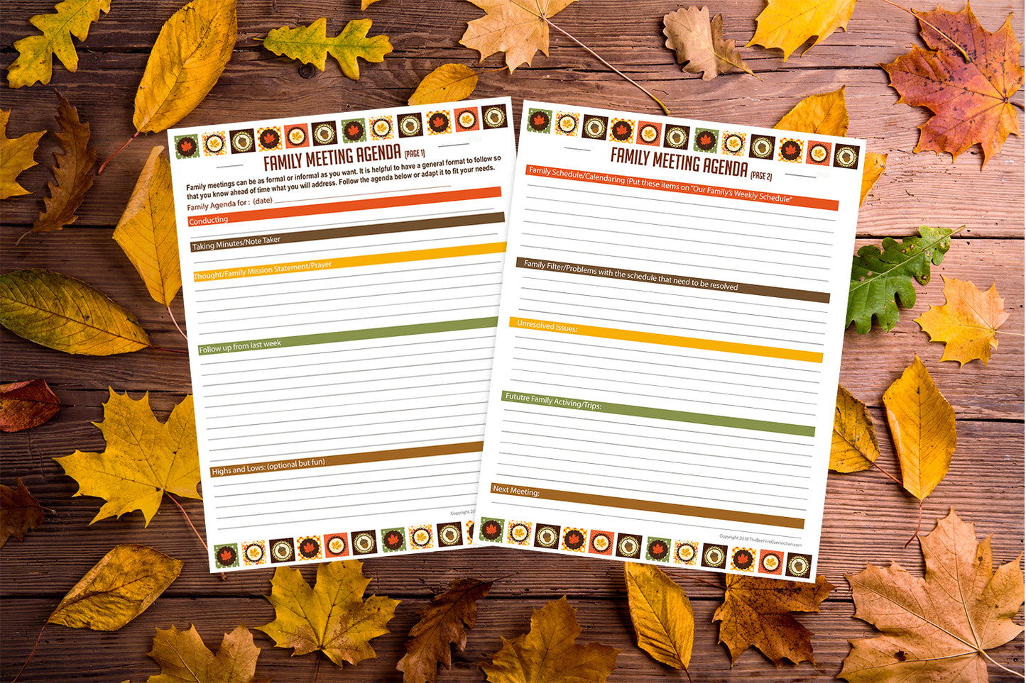 Fall Family Meeting Planner - Printable