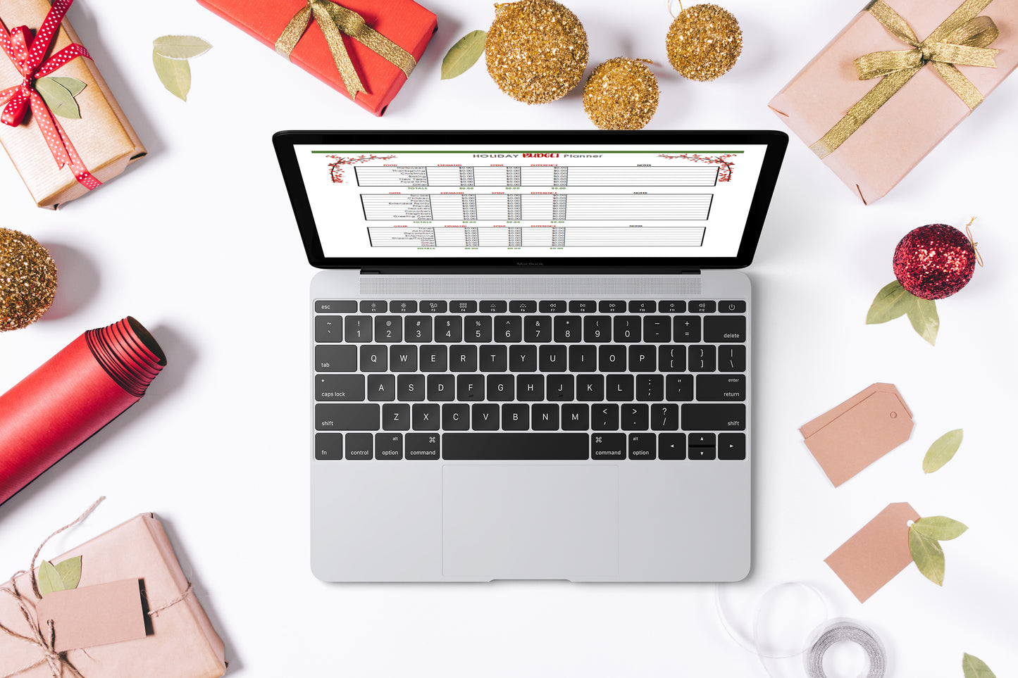 Digital Holiday Planner Spreadsheets