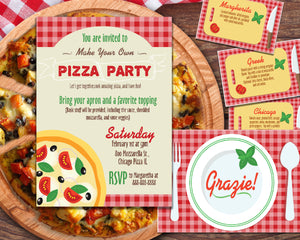 Editable - Pizza Party Family Night Bundle With Invite, Recipe Cards, and Thank You Card