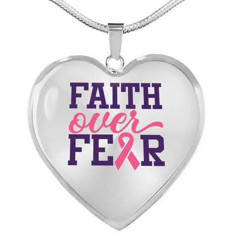 Image of Breast Cancer Faith Over Fear Necklace