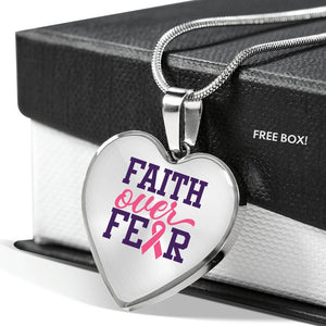 Breast Cancer Faith Over Fear Necklace