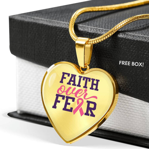 Image of Breast Cancer Faith Over Fear Necklace